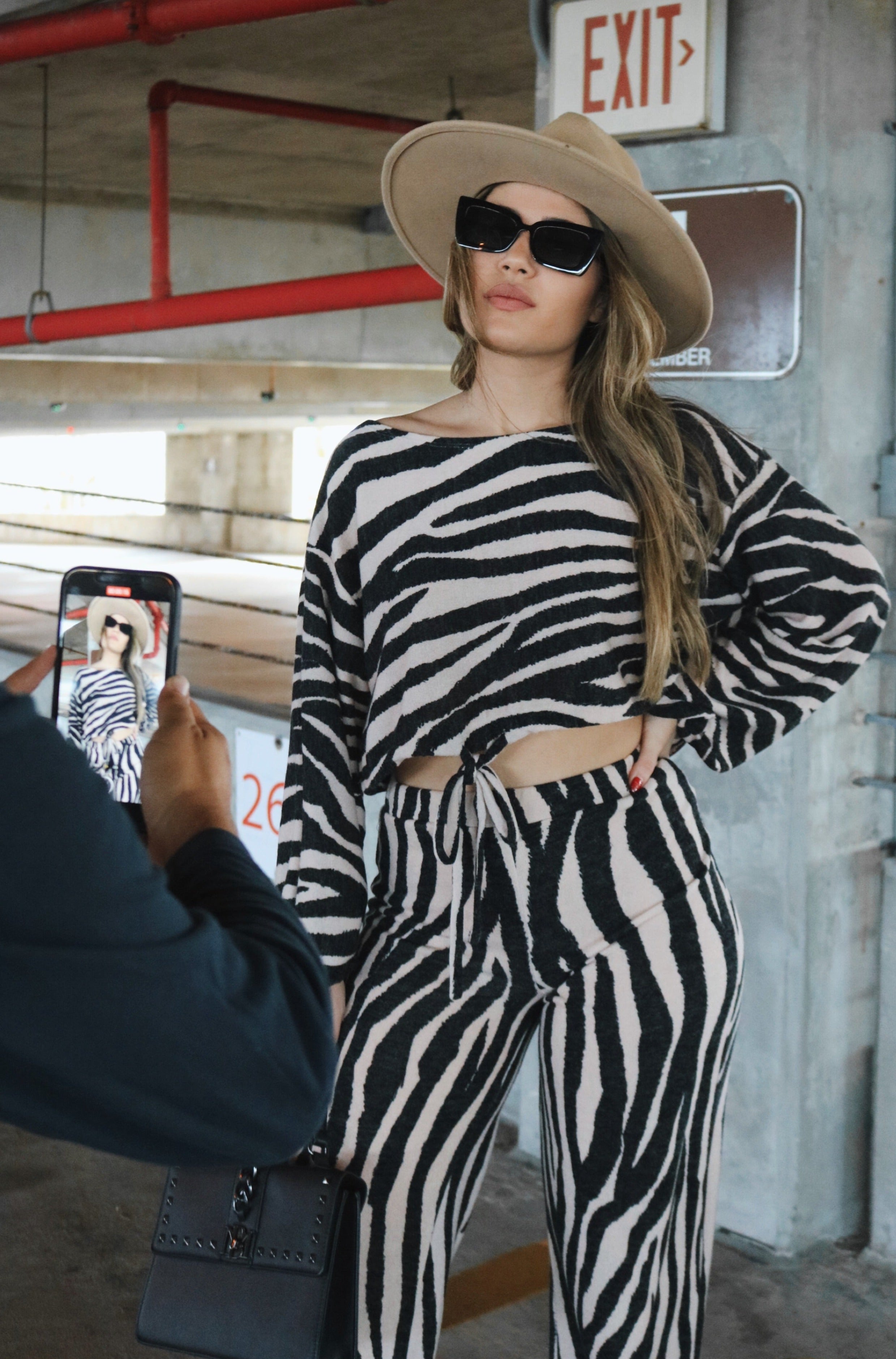 'Hazel' Striped Sweater Set in Beige and Black Zebra Print, Scarlette The Label Online Boutique for Women