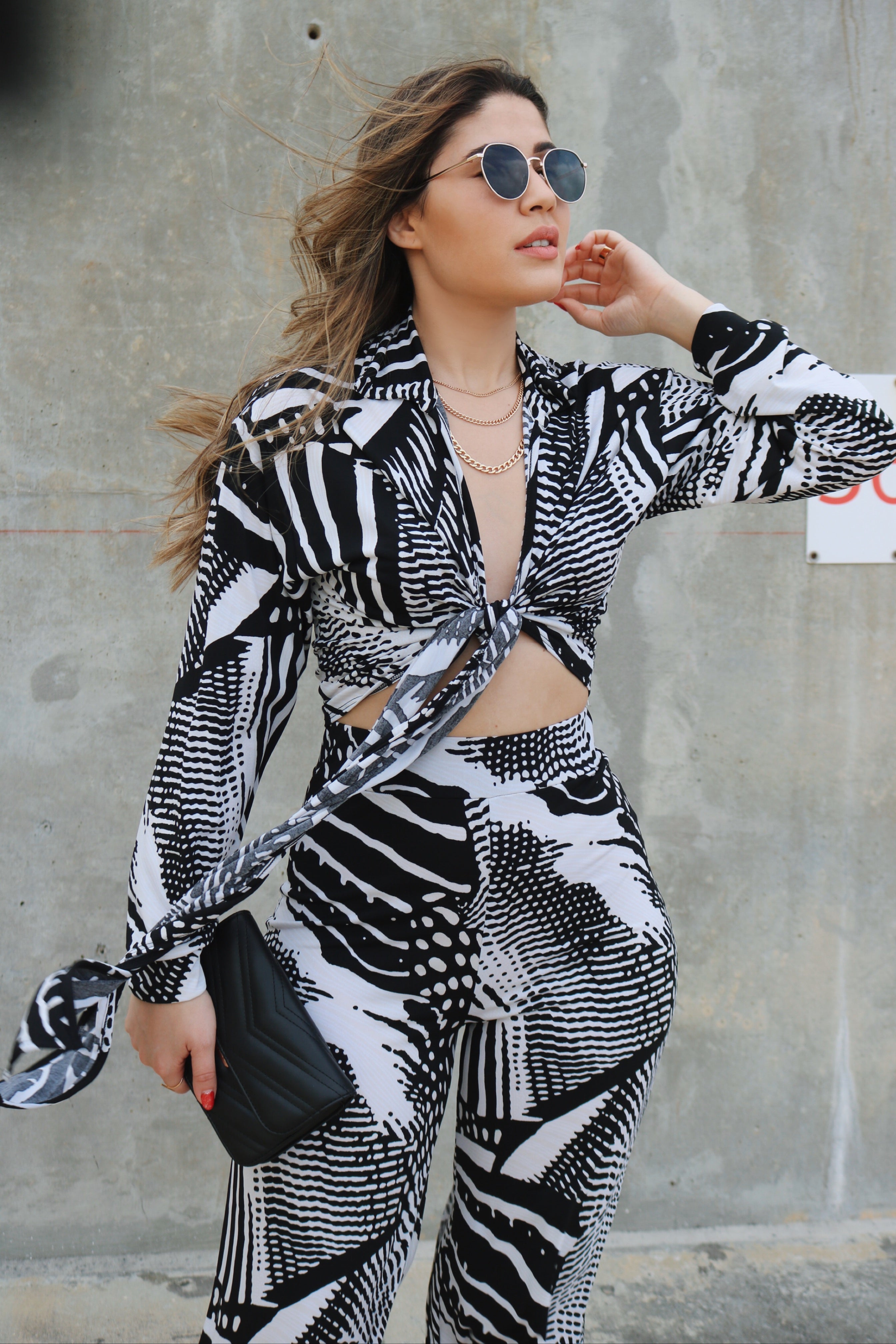 'Cassi' Wide Leg Pant Set in Black and White Multi Print, Scarlette The Label Online Fashion Boutique for Women