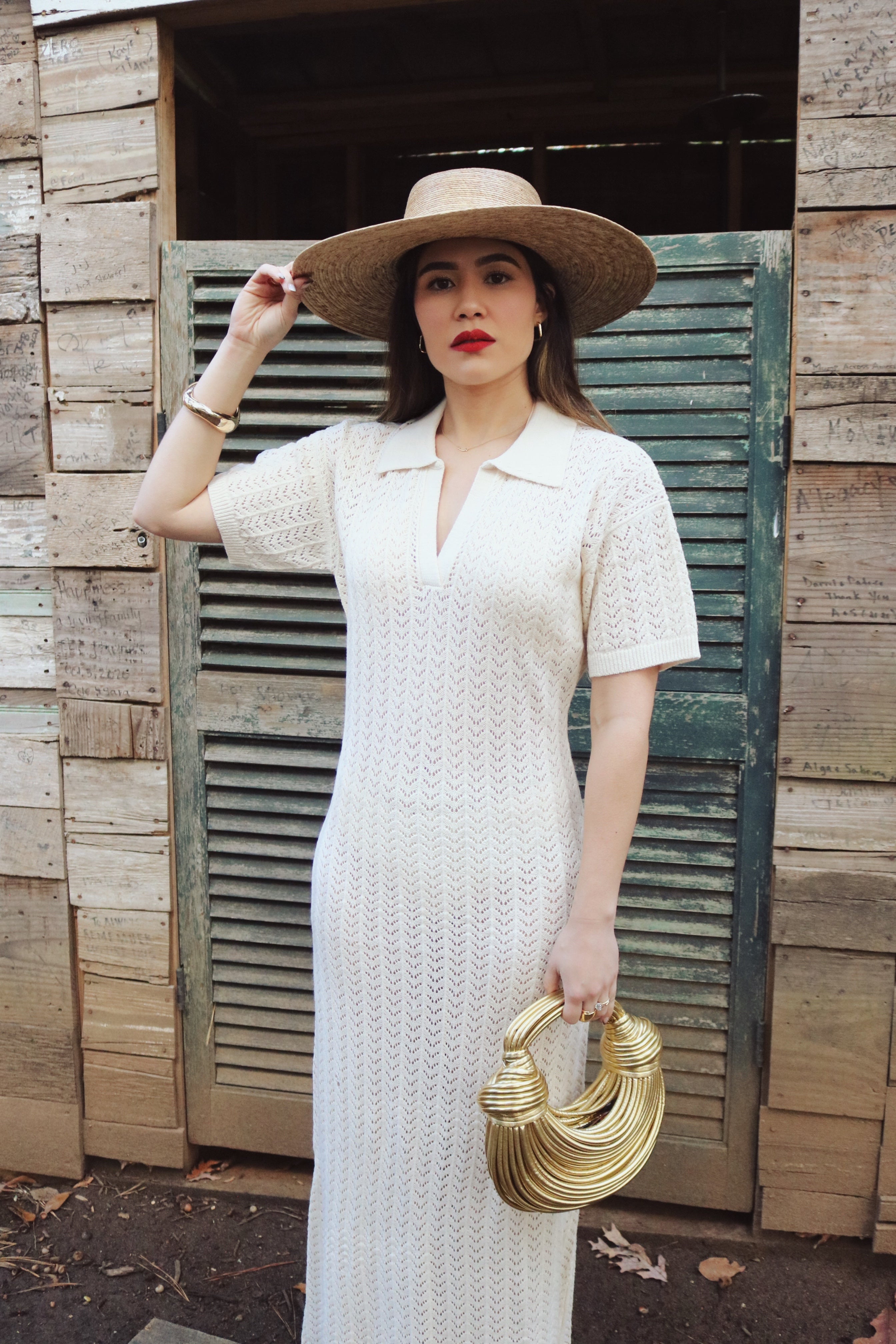Crochet Woven Cover Up Dress in Ivory. Resort and Vacation Wear.
