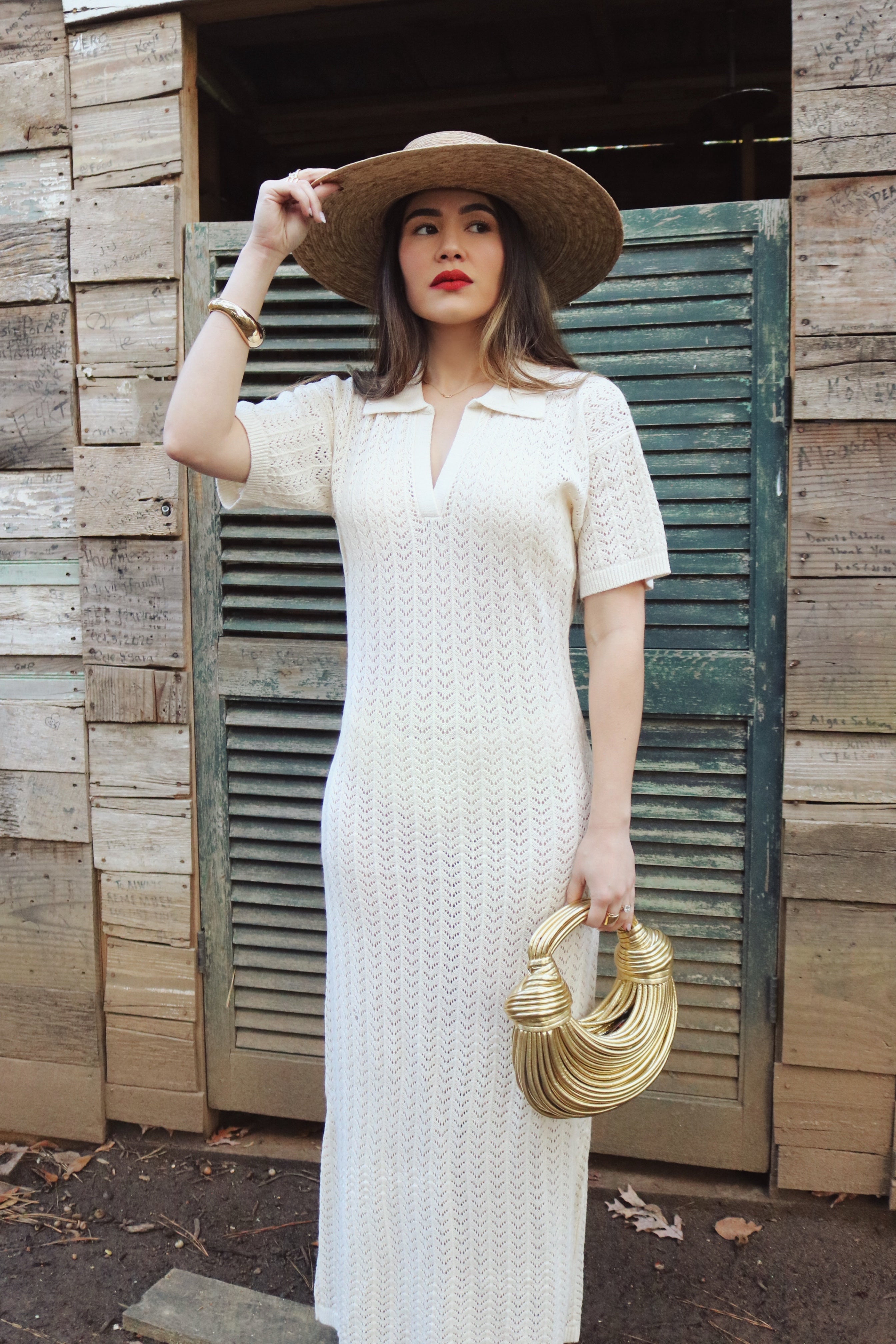 Crochet Woven Cover Up Dress in Ivory. Resort and Vacation Wear.