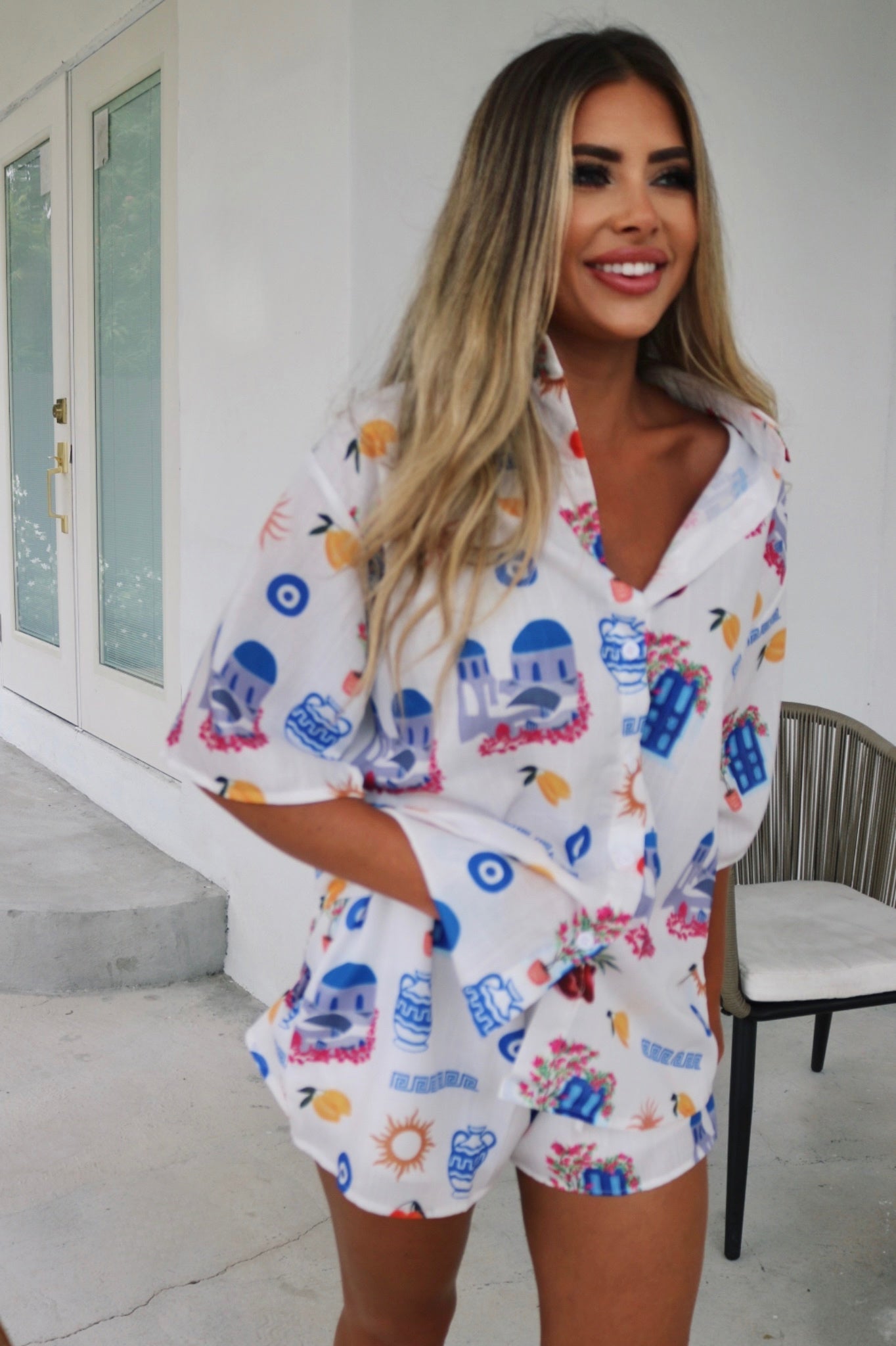 Grecian Vacation Button Down and Short Set