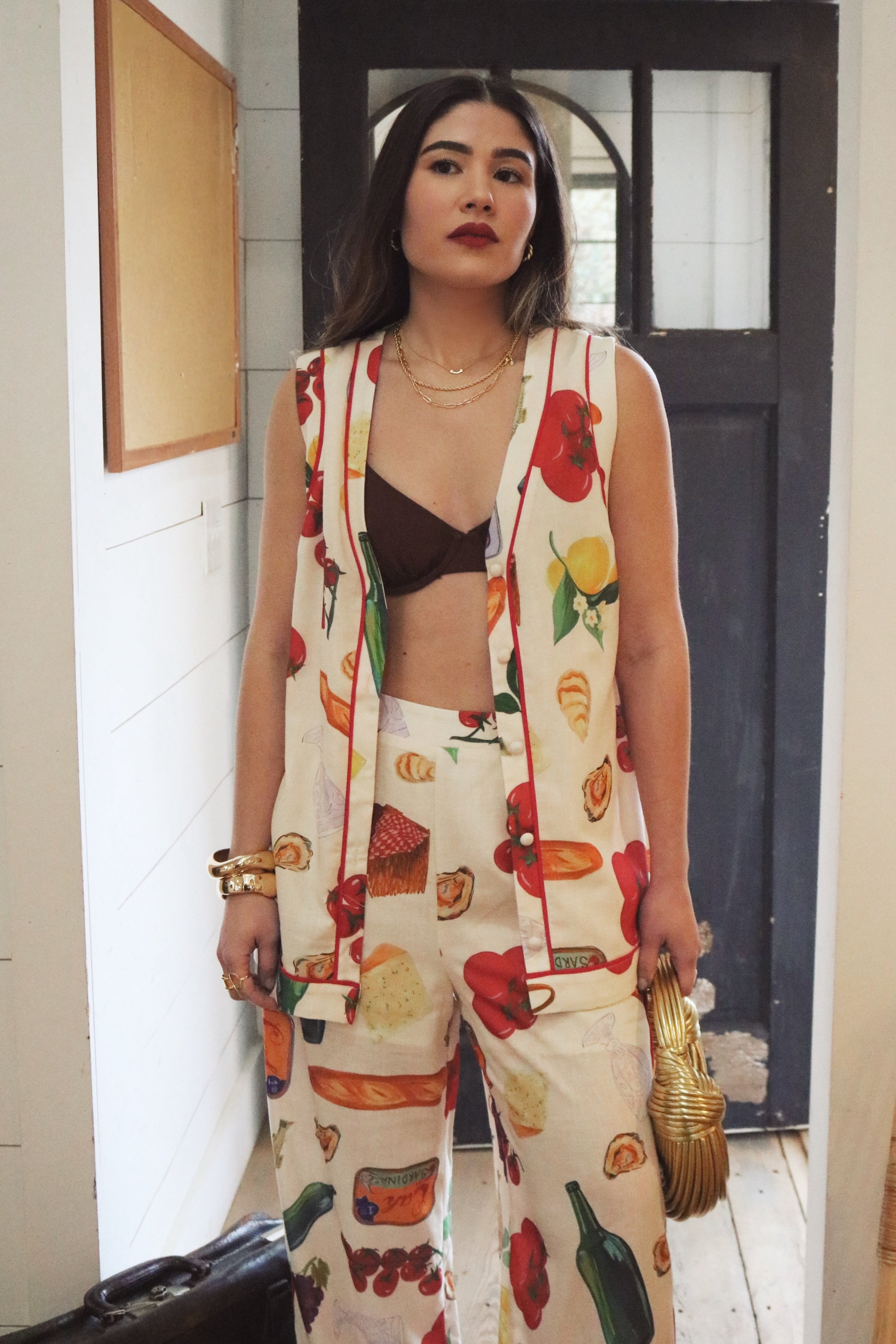 Italian Linen Button Down Blouse and Pant Set. Resort and Vacation Wear.