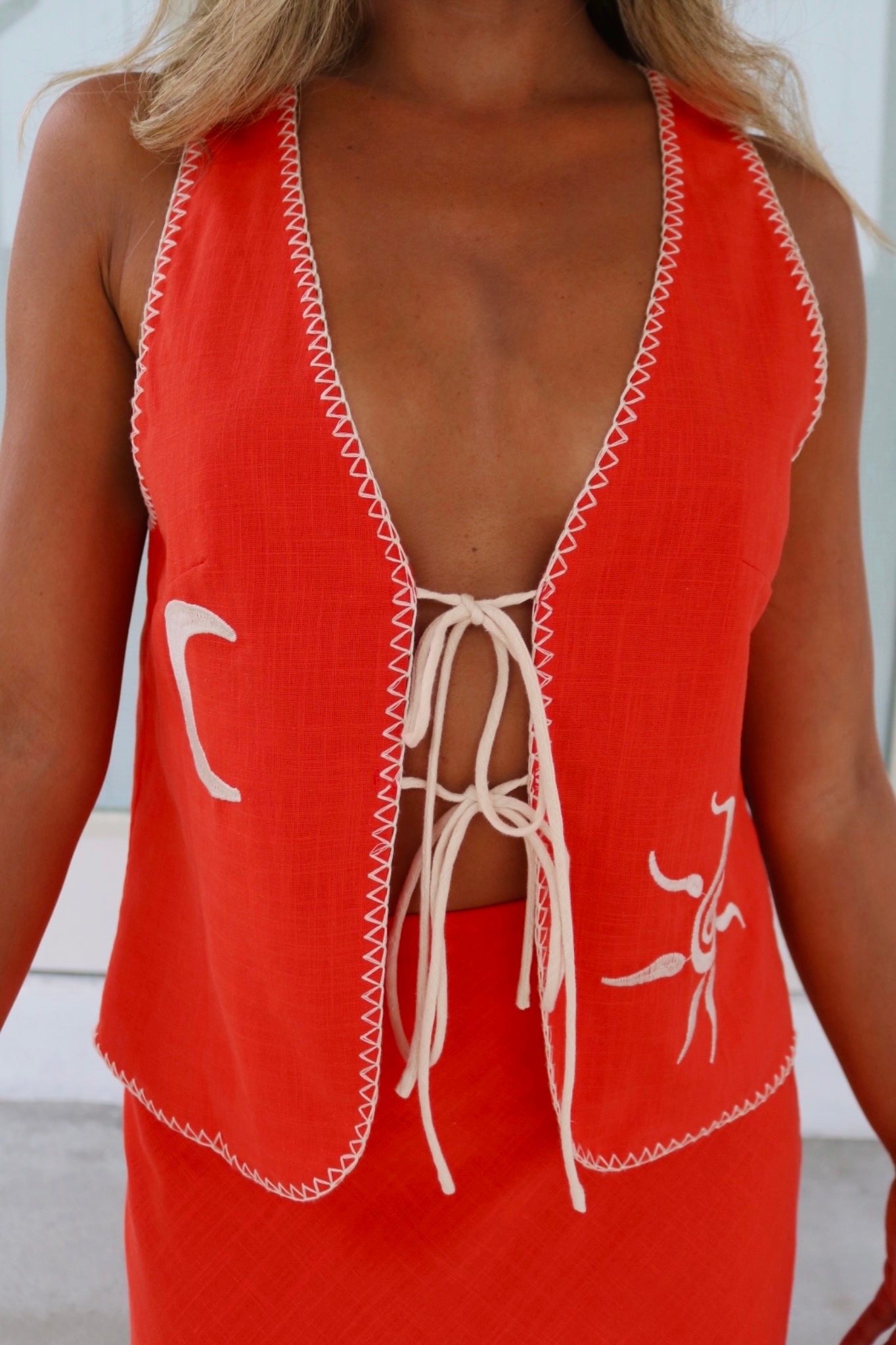 Red Vacation Maxi Skirt Set, Resort and Travel Wear