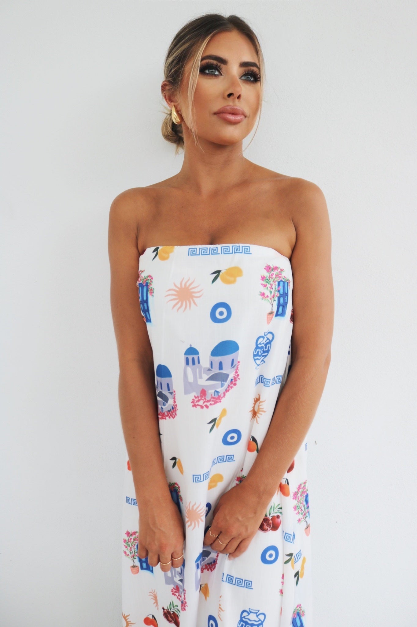 Vacation Maxi Dress Greece, Shay and Bahari Resort and Travel Wear