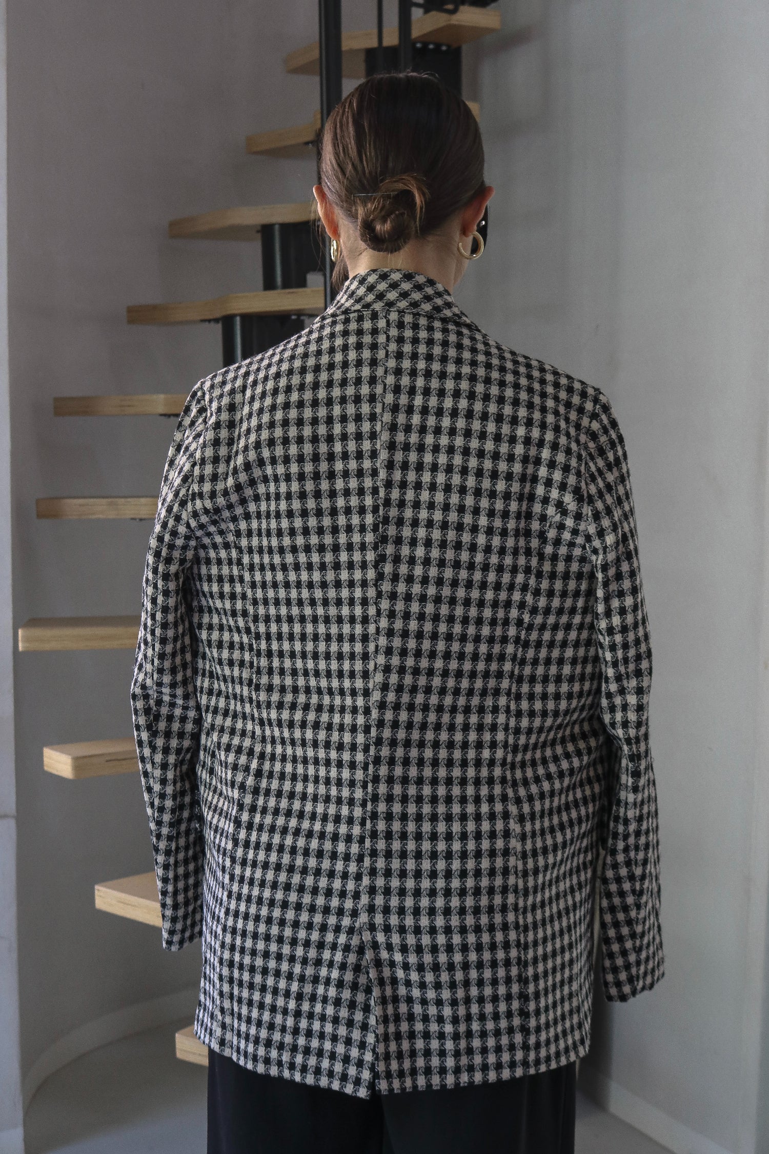 Oversized Vintage Checkered Gingham Blazer in Black and White, Scarlette The Label, an online fashion boutique for women.