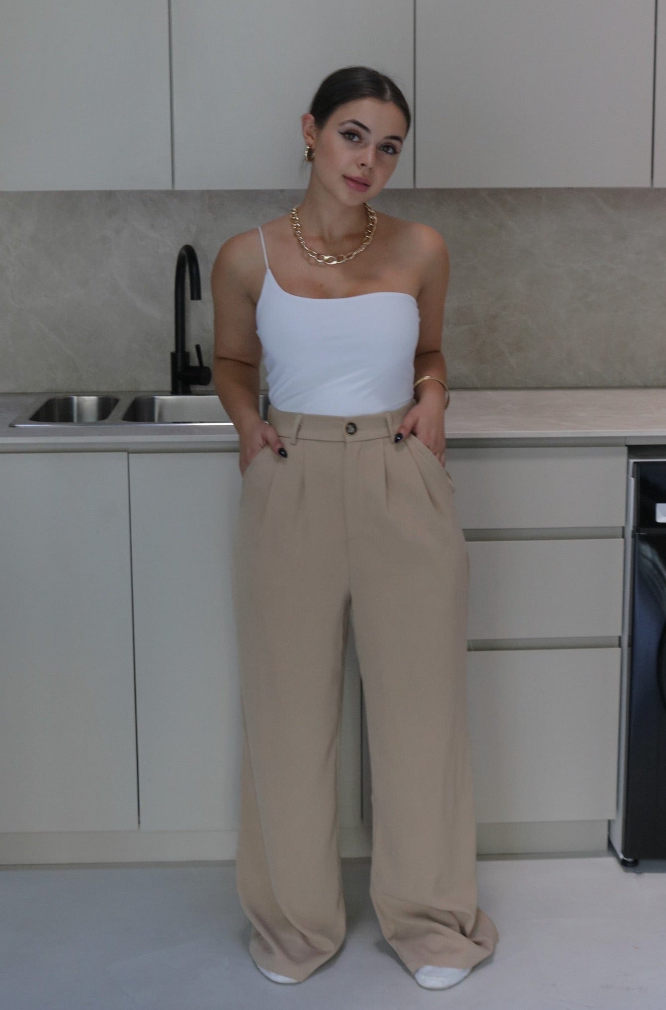 One Shoulder Bodysuit in White, Scarlette The Label, an online fashion boutique for women.