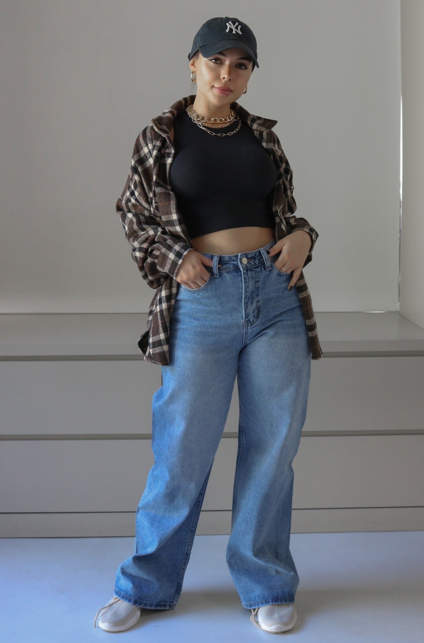 High Waisted Wide Fit Washed Denim. Scarlette The Label, an online fashion boutique for women.