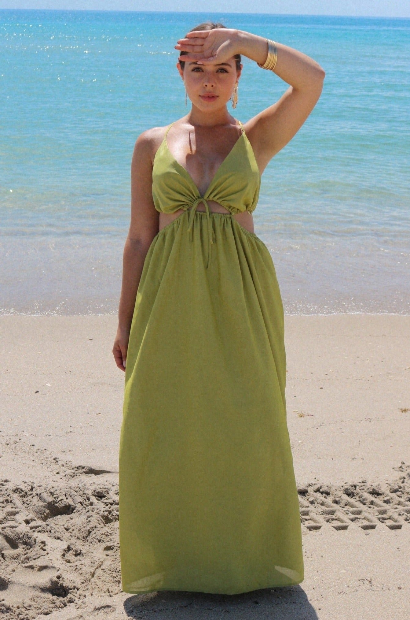 Cut Out Vacation Maxi in Olive Green, Scarlette The Label an online fashion boutique for women.