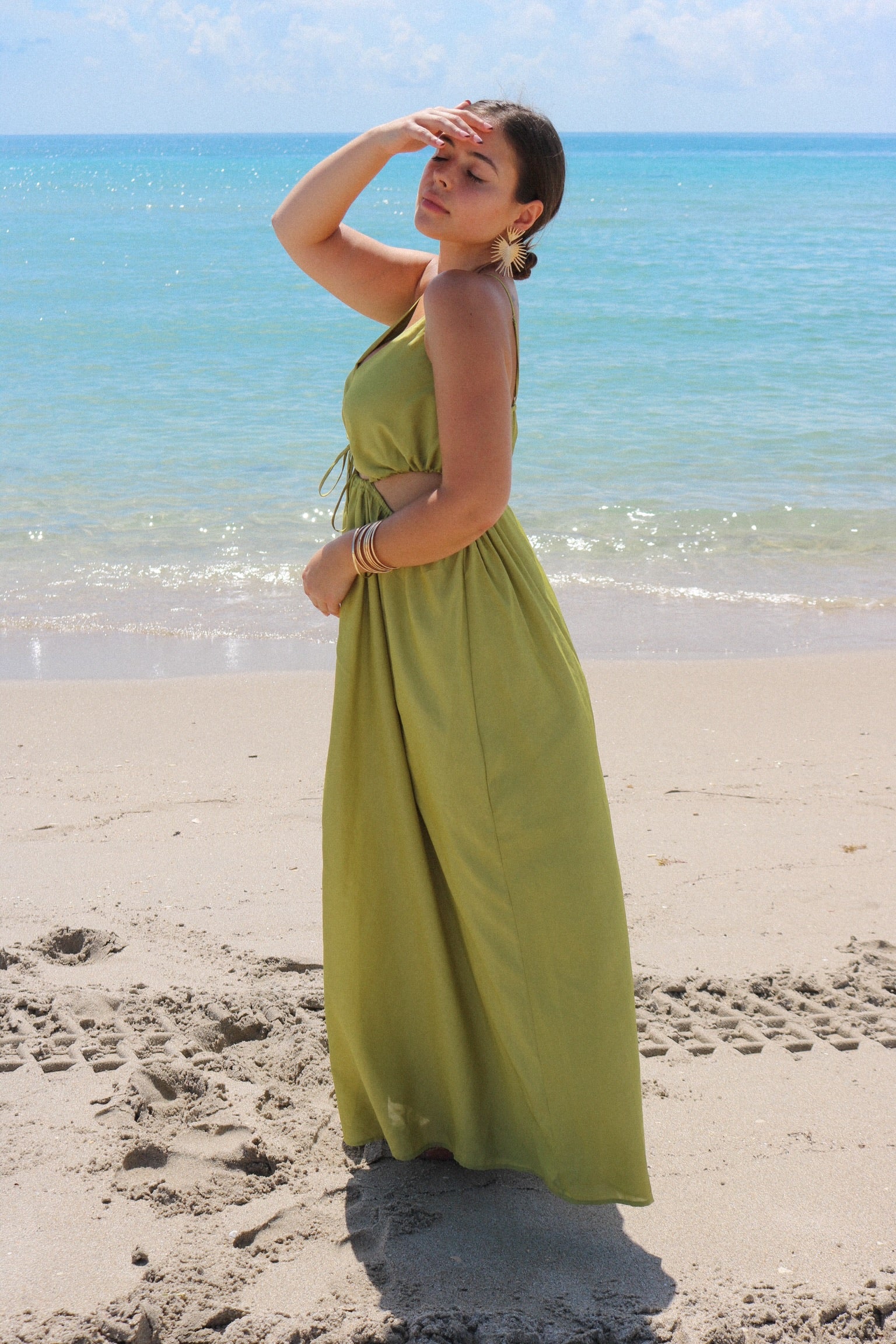 Cut Out Vacation Maxi in Olive Green, Scarlette The Label an online fashion boutique for women.