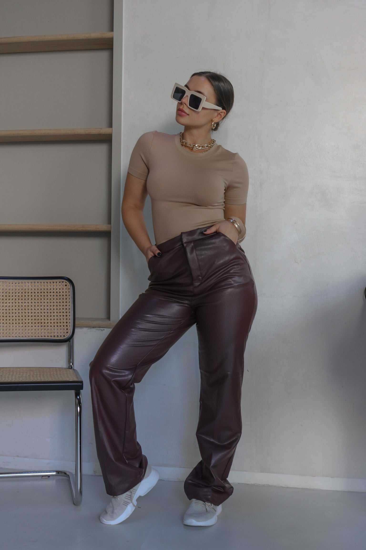 Smooth Banded Tee in Nude, Scarlette The Label, an online fashion boutique for women.