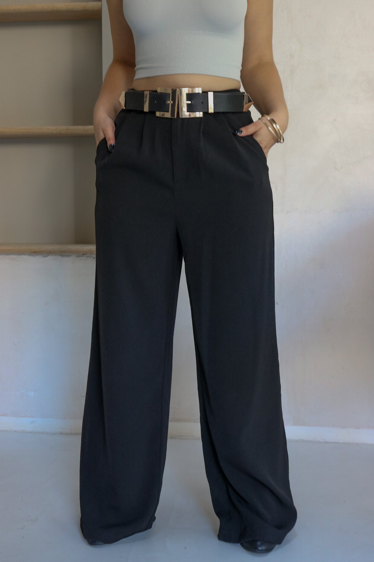 Classic High Waisted Trousers in Black, Scarlette The Label, an online fashion boutique for women.