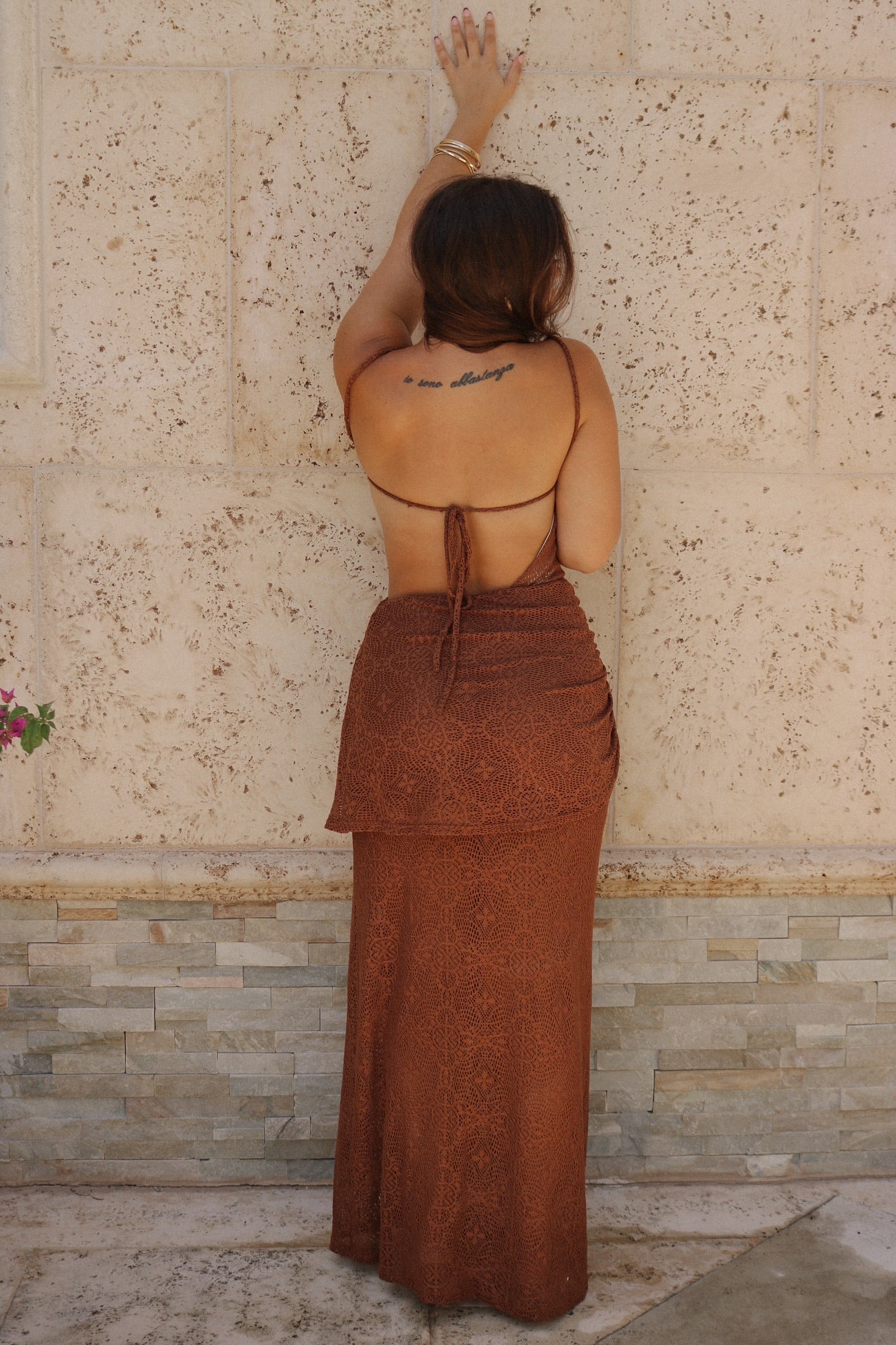 Cut Out Draped Resort Wear Maxi Dress in Coco, Scarlette The Label, an online fashion boutique for women.