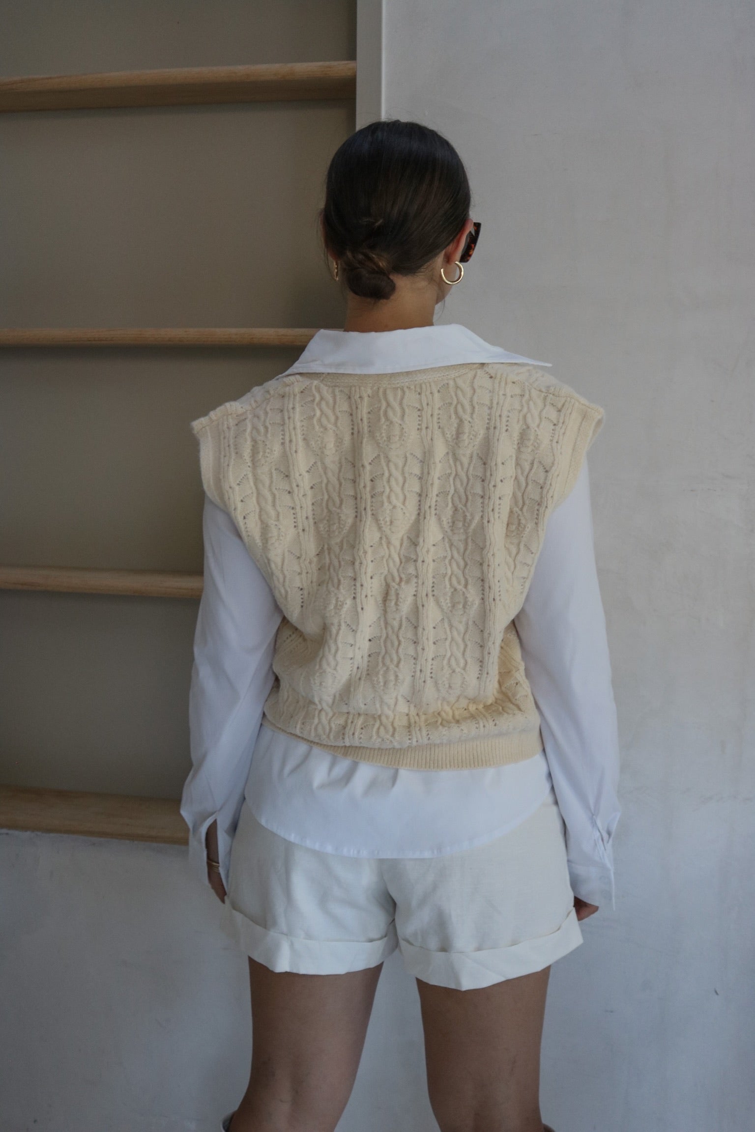 'Brooke' Buttoned Sweater Vest in Ivory
