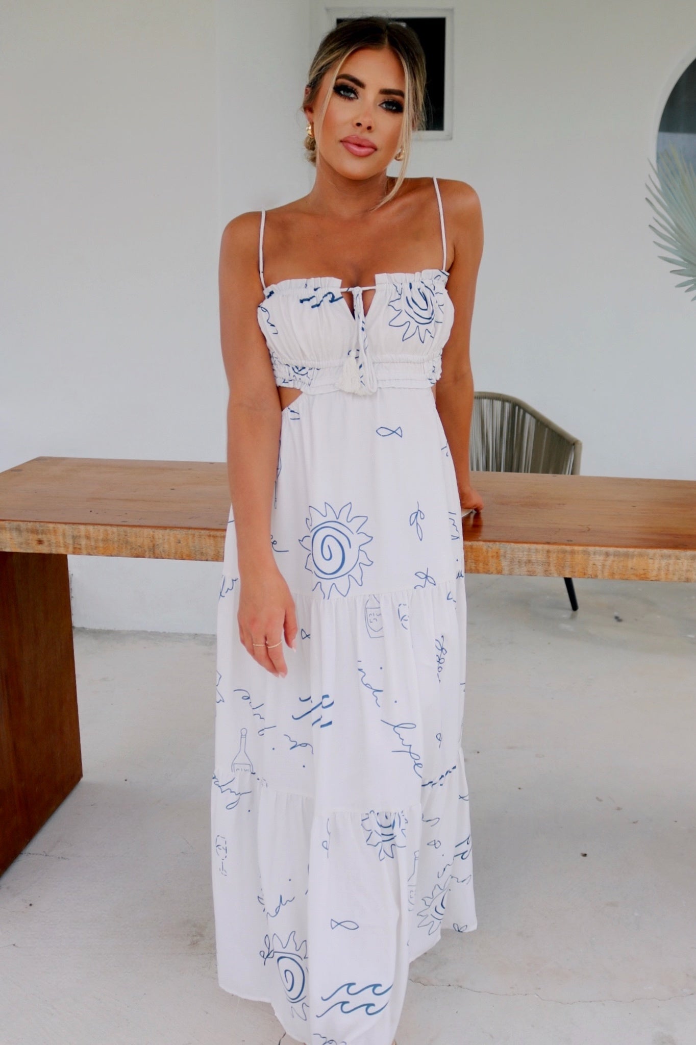 Elara Maxi Dress - White Sea Luxe