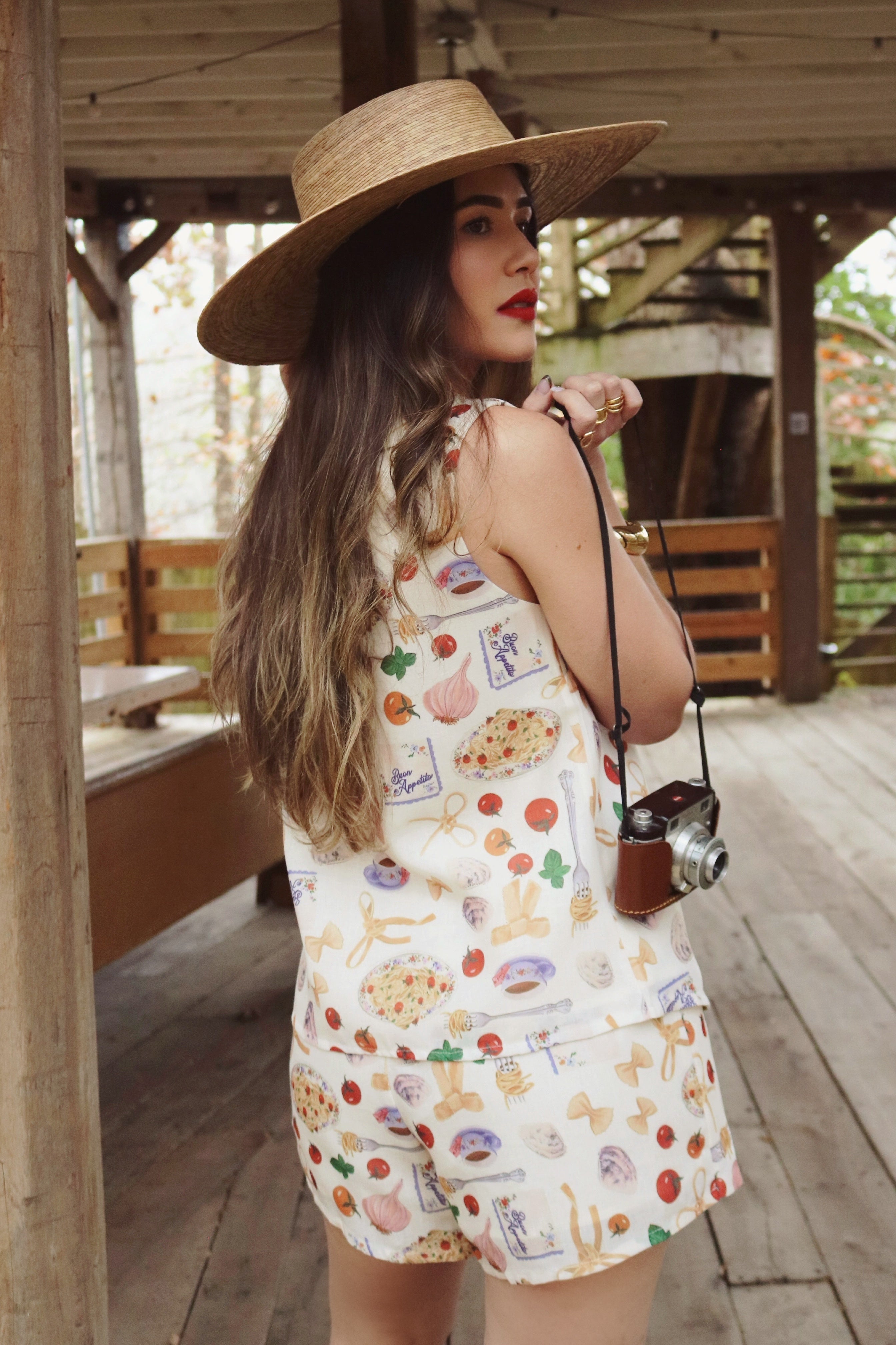 Italian Cotton Skort Set with Front Tie and Matching Skort. Resort and Vacation Wear. 