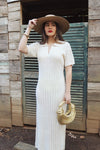 Crochet Woven Cover Up Dress in Ivory. Resort and Vacation Wear. 