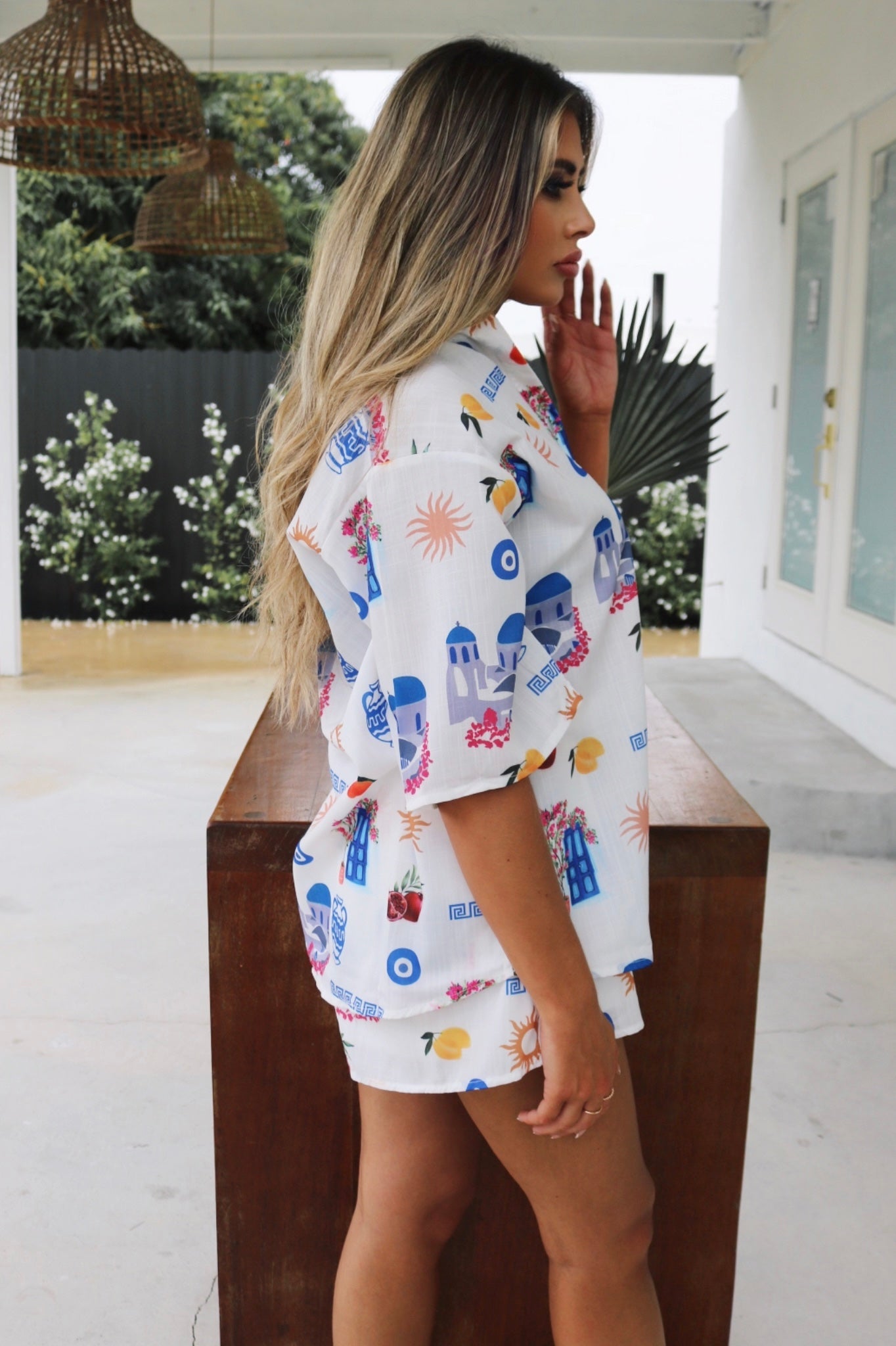 Grecian Vacation Button Down and Short Set