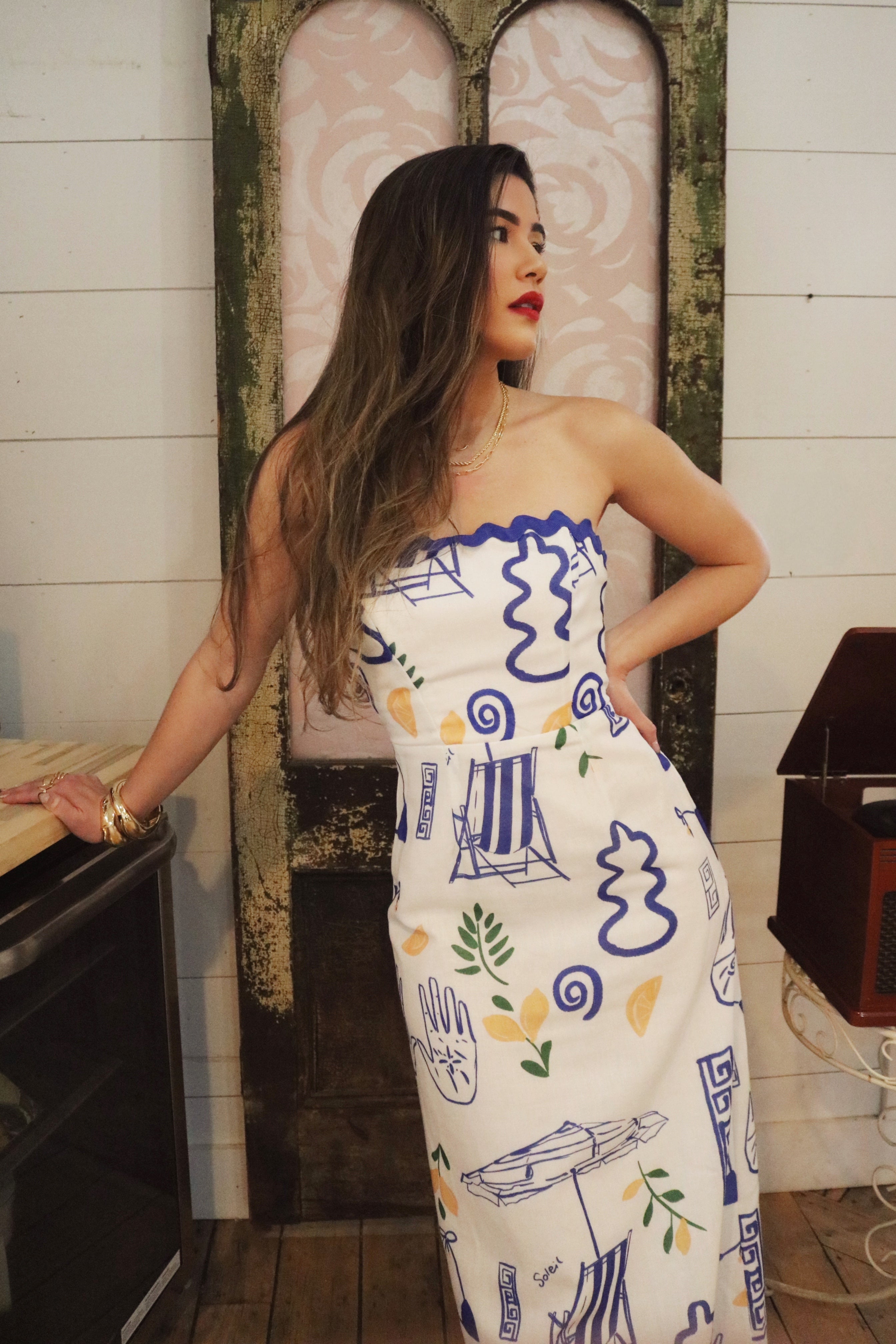 Greece Inspired Maxi Dress. Resort and Vacation Wear. 