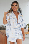Imelde Vacation Short Set - Azure and Gold