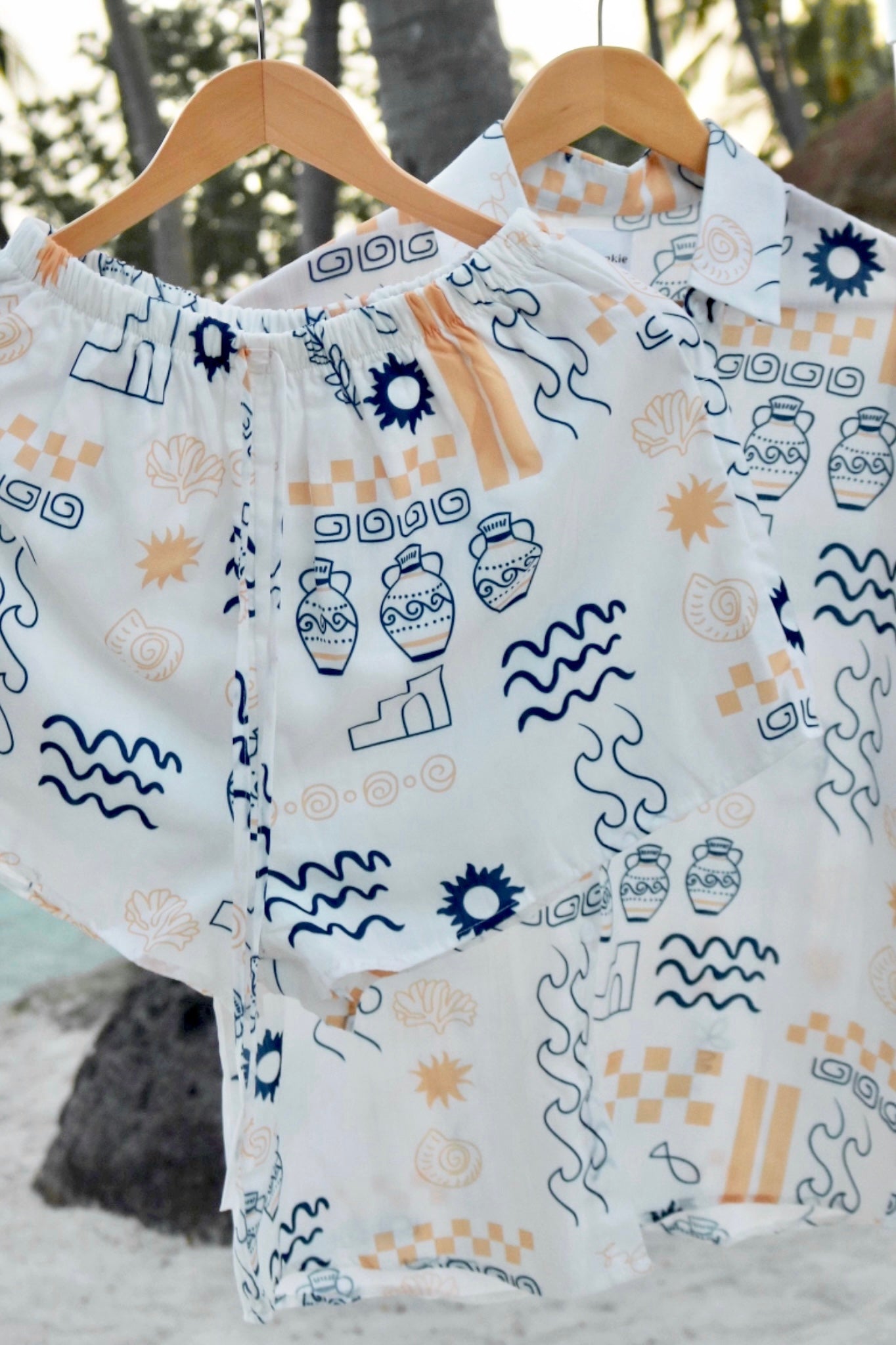 Imelde Vacation Short Set - Azure and Gold