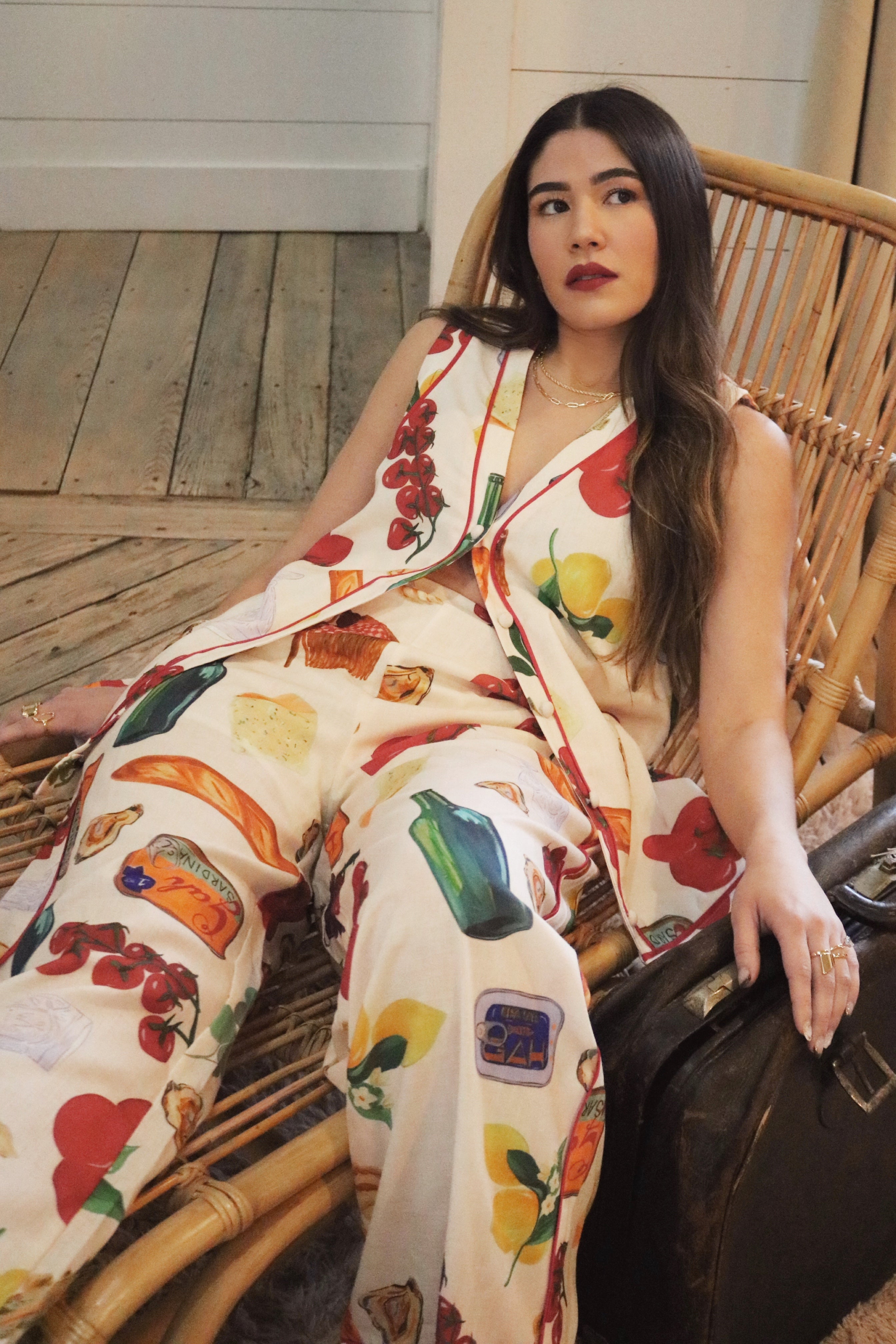 Italian Linen Button Down Blouse and Pant Set. Resort and Vacation Wear. 