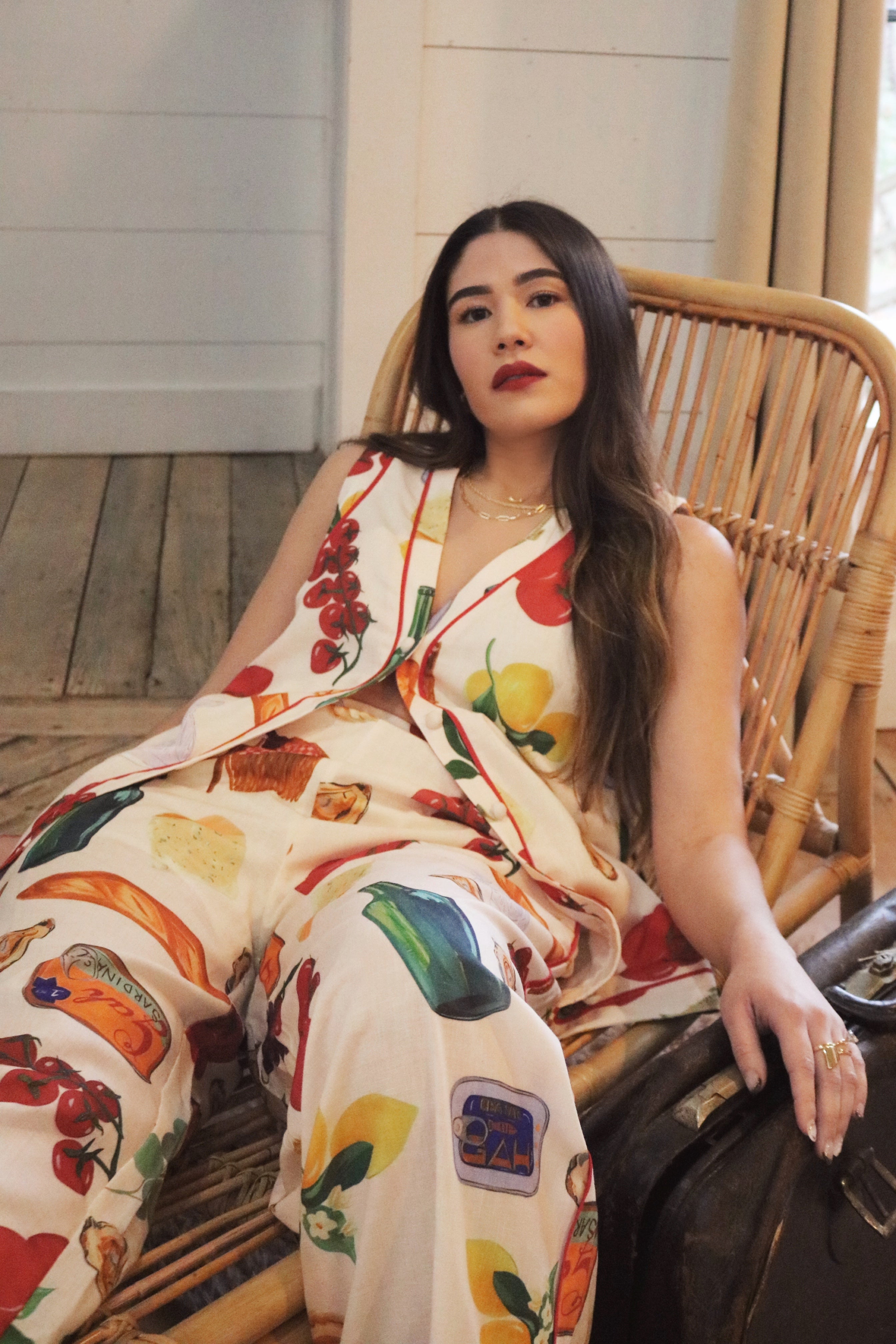 Italian Linen Button Down Blouse and Pant Set. Resort and Vacation Wear. 