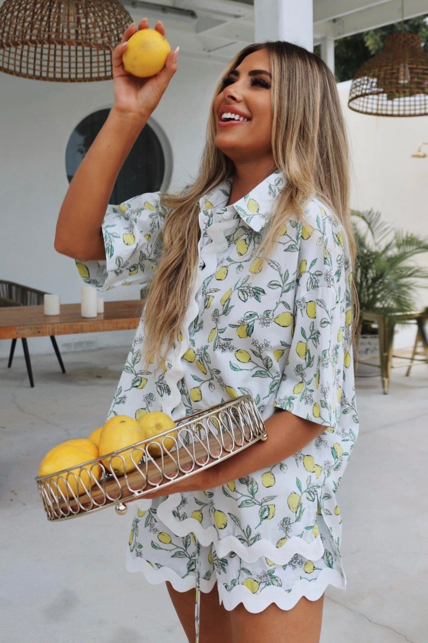 Sul Mare Short Set - Alice Blue Lemon Vacation Short Set