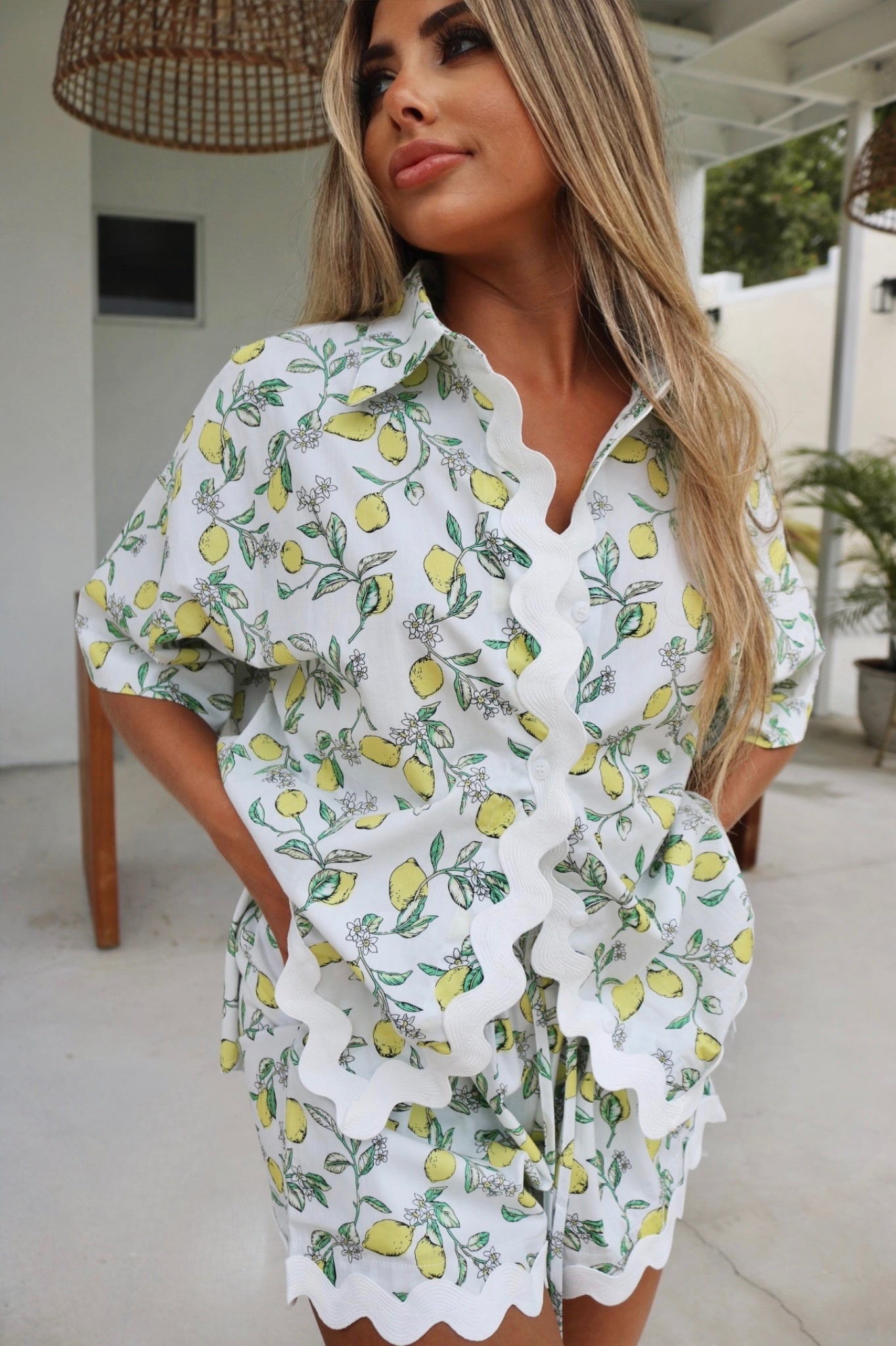 Sul Mare Short Set - Alice Blue Lemon