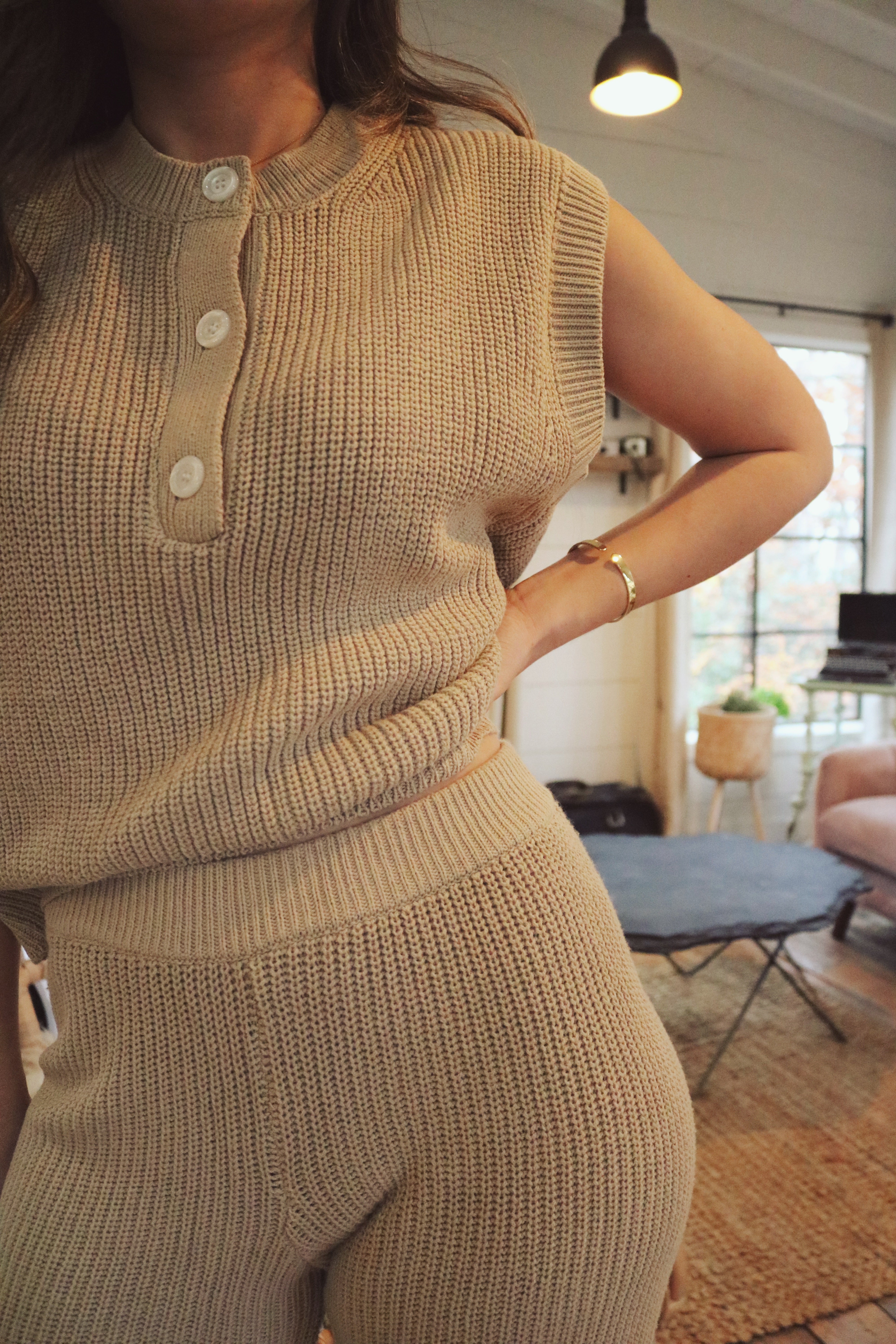 Mocha Loungewear Pant Set. Cozy Top and Wide Leg Pants. Resort and Vacation Wear. 