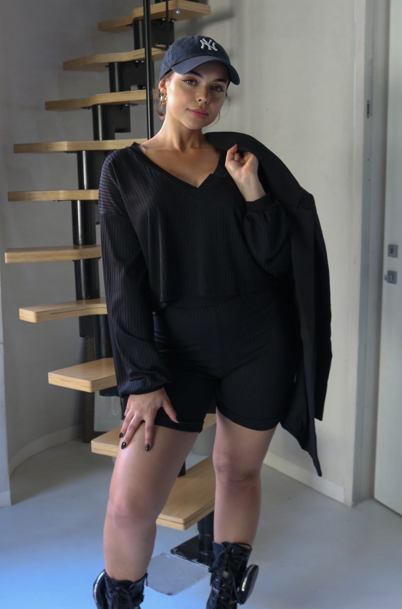 Biker Short Set in Black, Scarlette The Label, an online fashion boutique for women.