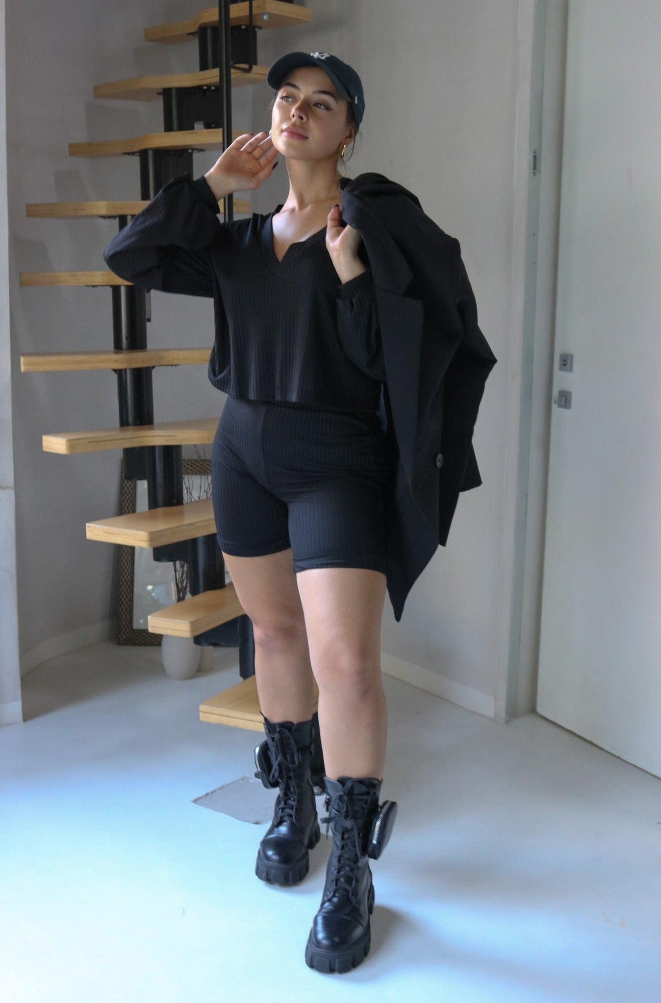 Biker Short Set in Black, Scarlette The Label, an online fashion boutique for women.
