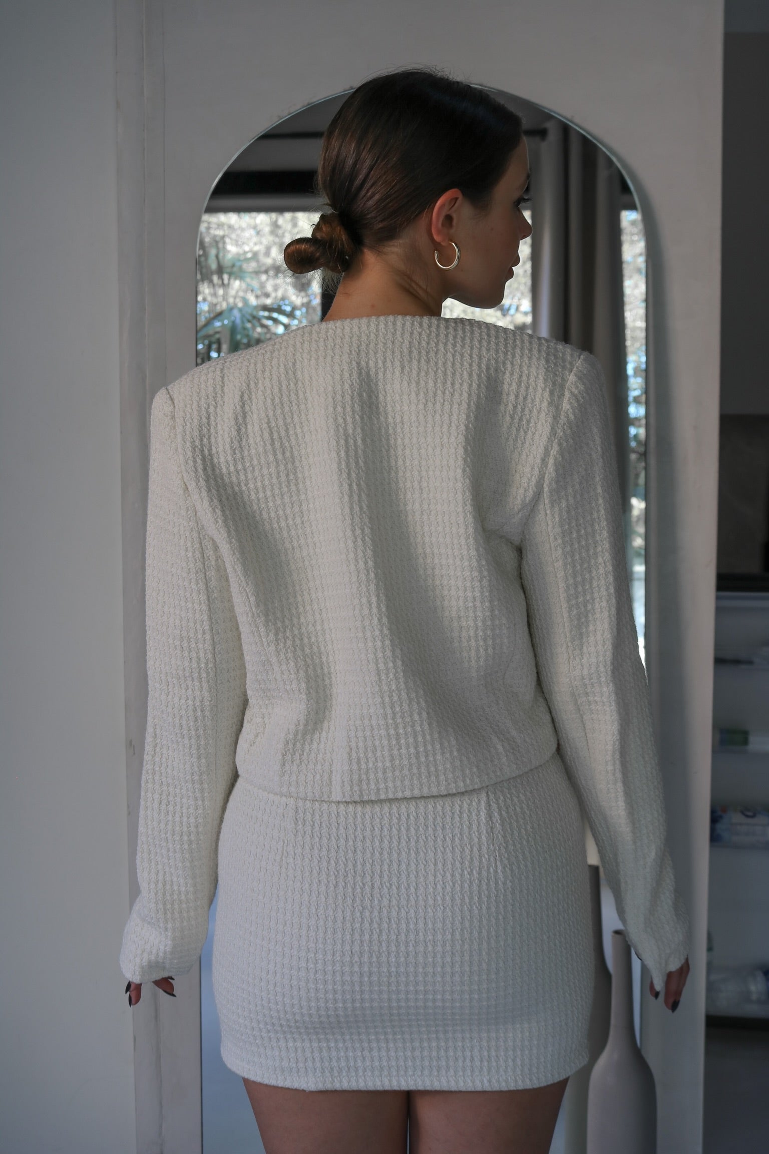 Textured Mini Skirt in Milk, Scarlette The Label, an online fashion boutique for women.