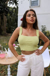 Sleeveless Sweater Knit Top in Lime for Scarlette The Label, an online fashion boutique for women.