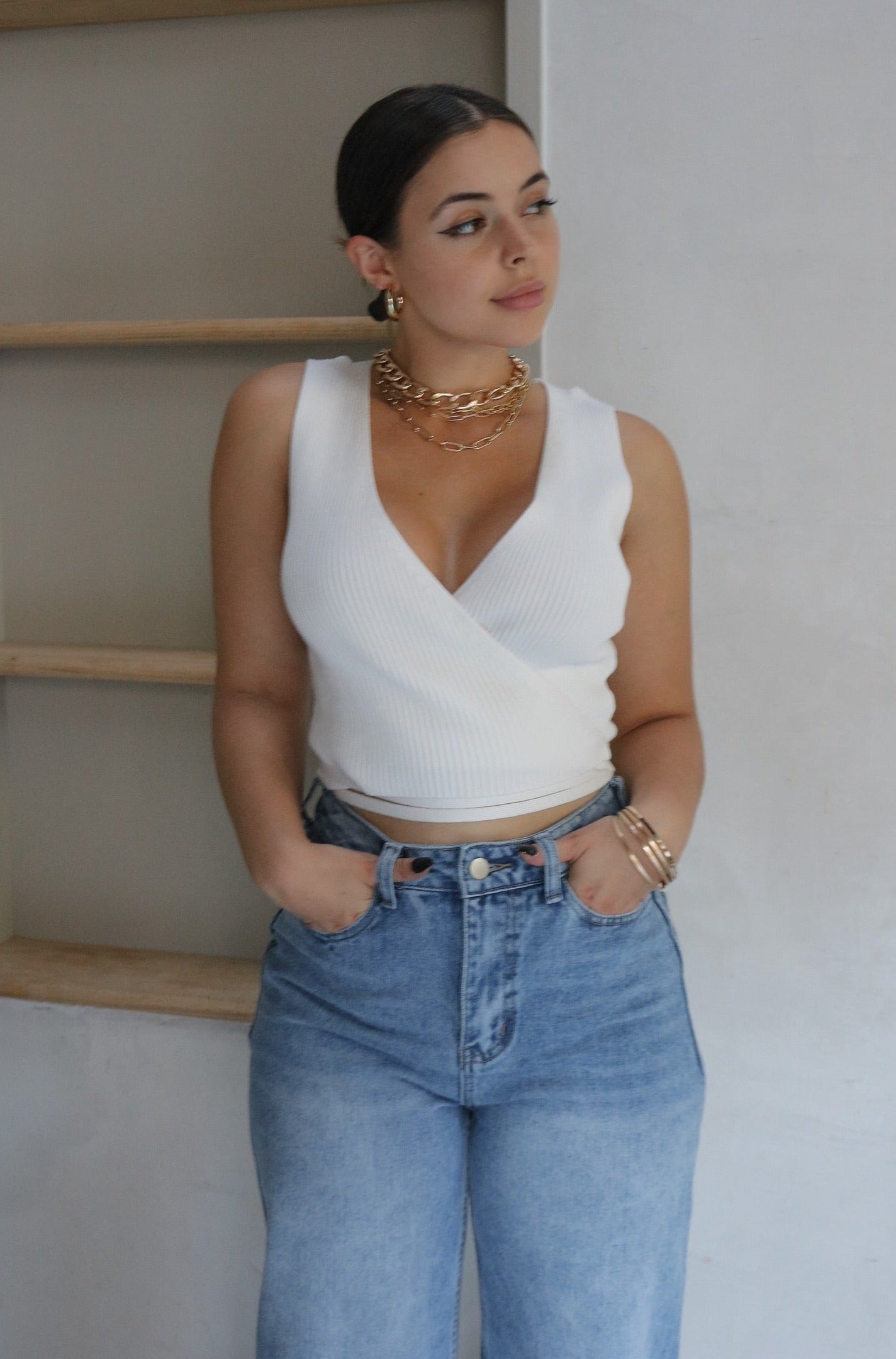 Knit Wrap Top in White. Scarlette The Label, an online fashion boutique for women.
