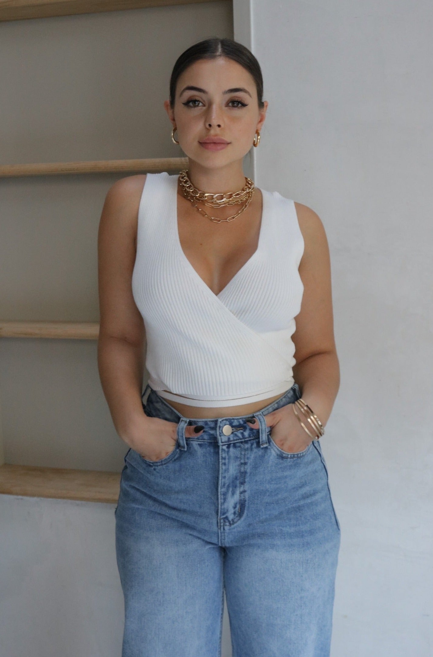 Knit Wrap Top in White. Scarlette The Label, an online fashion boutique for women.